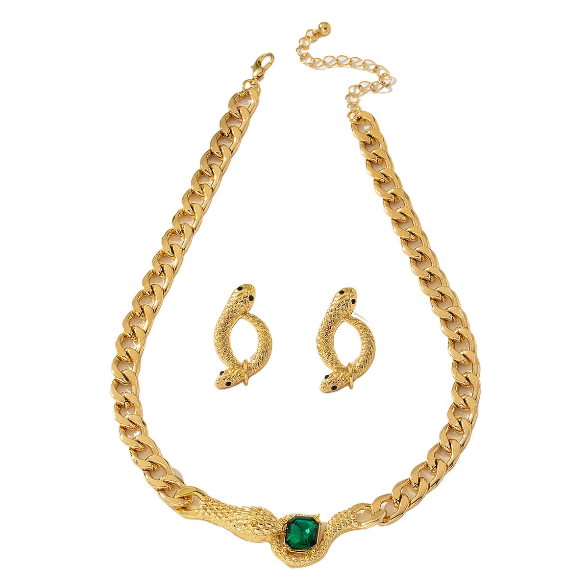 Fashionable Snake Head Necklace Earrings Set for Women