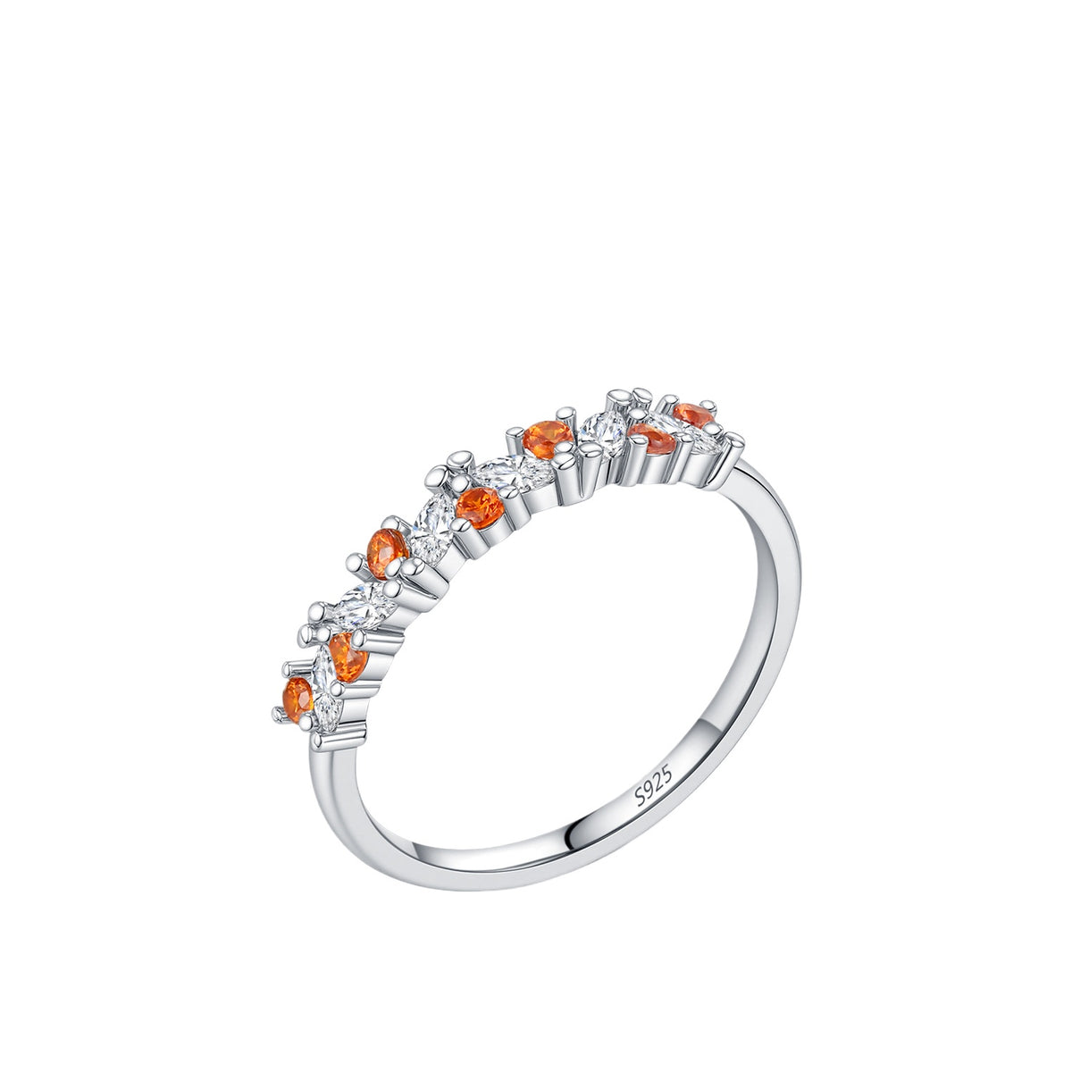 925 Sterling Silver Single-Row Zircon Band