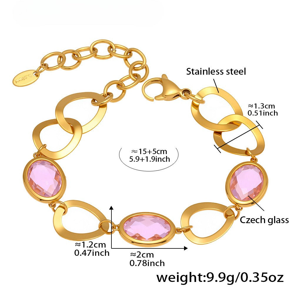 Planderful Interlocking Glass Stone Bracelet Gold Plated