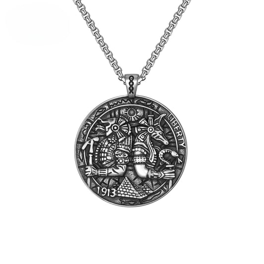 Steel Necklace – Statement Pharaoh Pendant
