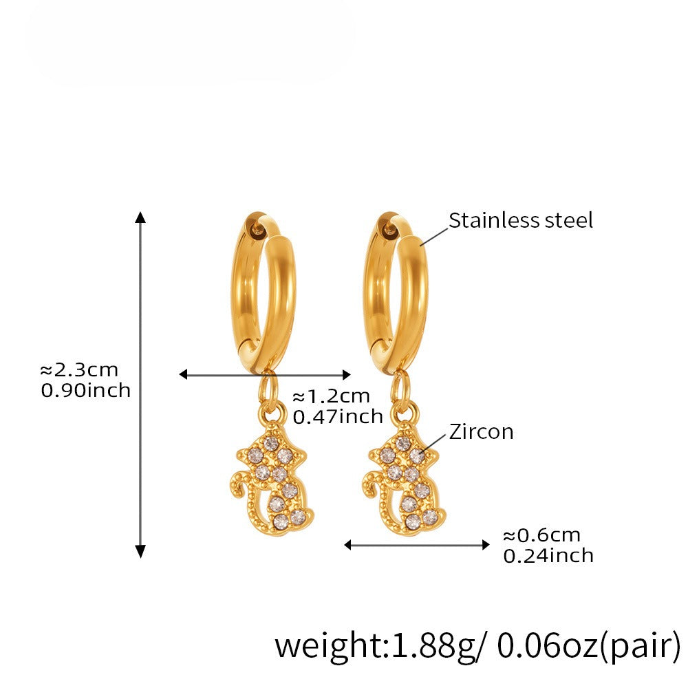 Planderful 18K Gold Plated Zircon Animal Earrings Women