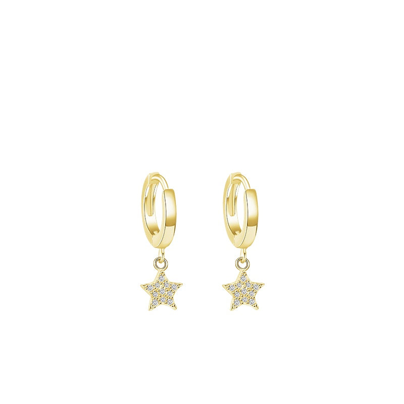 925 Sterling Silver Heart Star Hoop Earrings