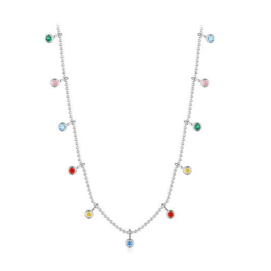 Korean Style S925 Sterling Silver Zircon Clavicle Chain Fashion Necklace