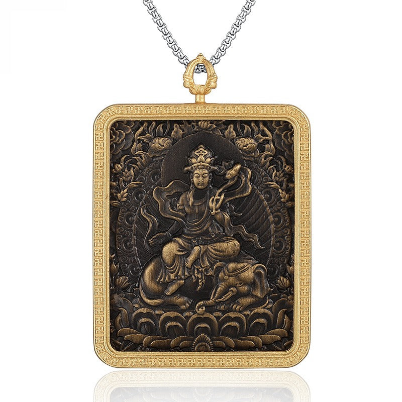 Steel Necklace – Statement Tibetan Thangka Buddha Pendants