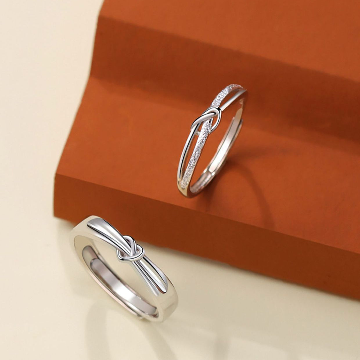 925 Sterling Silver Love-Interwoven Couple Ring Set