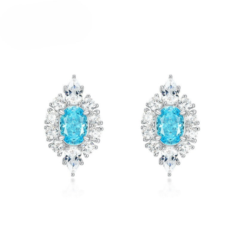 S925 Sterling Silver High-Carbon Stone Signature Stud Earrings