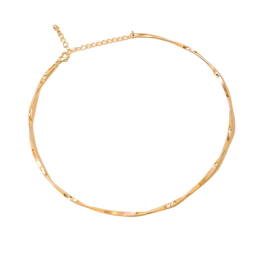 Frosty Elegance Metal Twist Line Necklace - Vienna Verve Collection