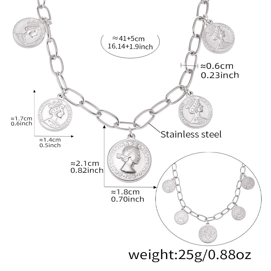 Planderful Queen Portrait Necklace For Women Double Sided