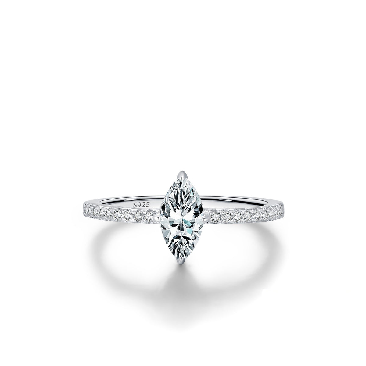 S925 Sterling Silver Marquise Moissanite Ring & Stud Earrings
