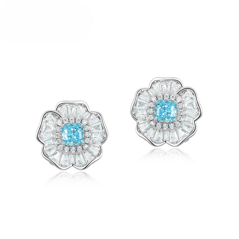 S925 Sterling Silver High-Carbon Stone Flower Jewelry Collection