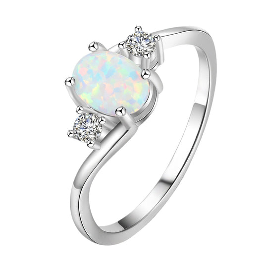 Planderful Jewelry Opal Ring Sterling Silver S925 Everyday Genie Collection Size 6 7 8