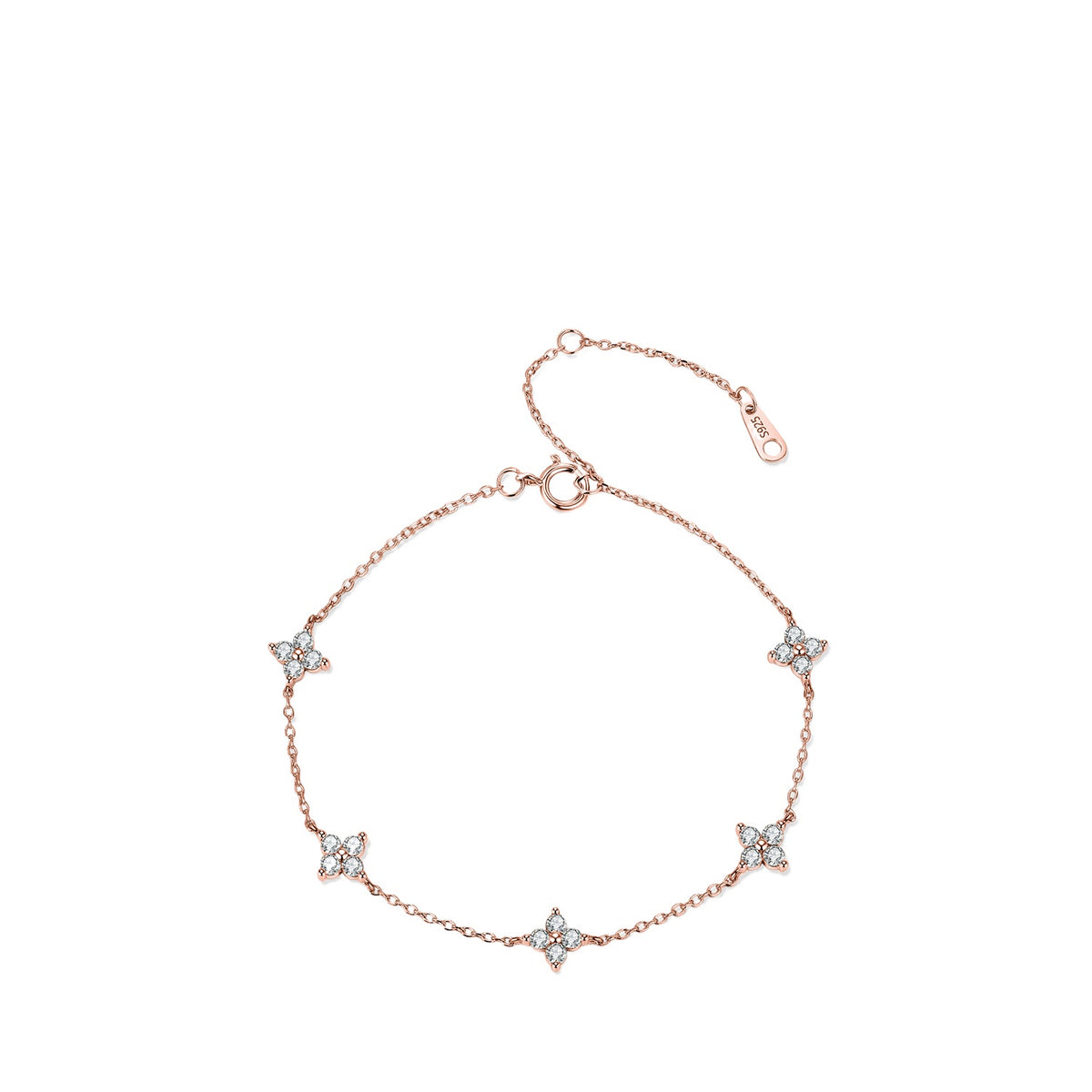 925 Sterling Silver Zircon Clover Bracelet
