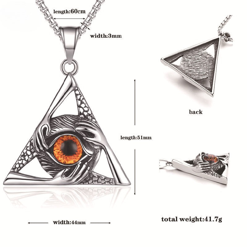 Stainless Steel Necklace - Vintage Punk Devil Eye Pendant for Everyday Wear and Gift Idea