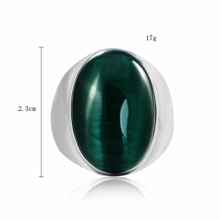 Planderful Oval Opal Ring Unisex Titanium Steel Durable Retro Style For Men And Women