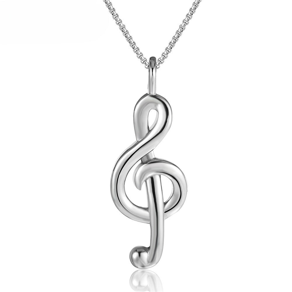 Planderful Titanium Steel Music Note Pendant Necklace Unisex Jewelry For Men And Women Durable Style