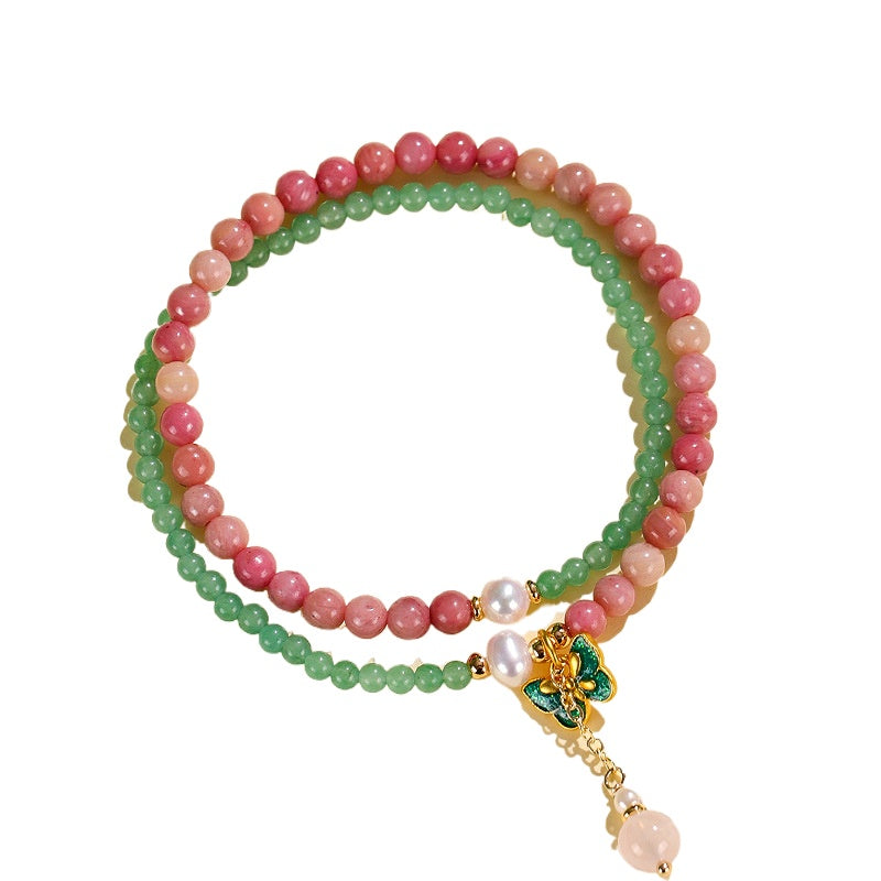 Planderful Fortune's Favor Bracelet – Elegant Chinese Rose Stone Design