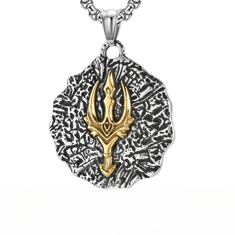 Personalized Poseidon Trident Eye of Horus Pendant Necklace