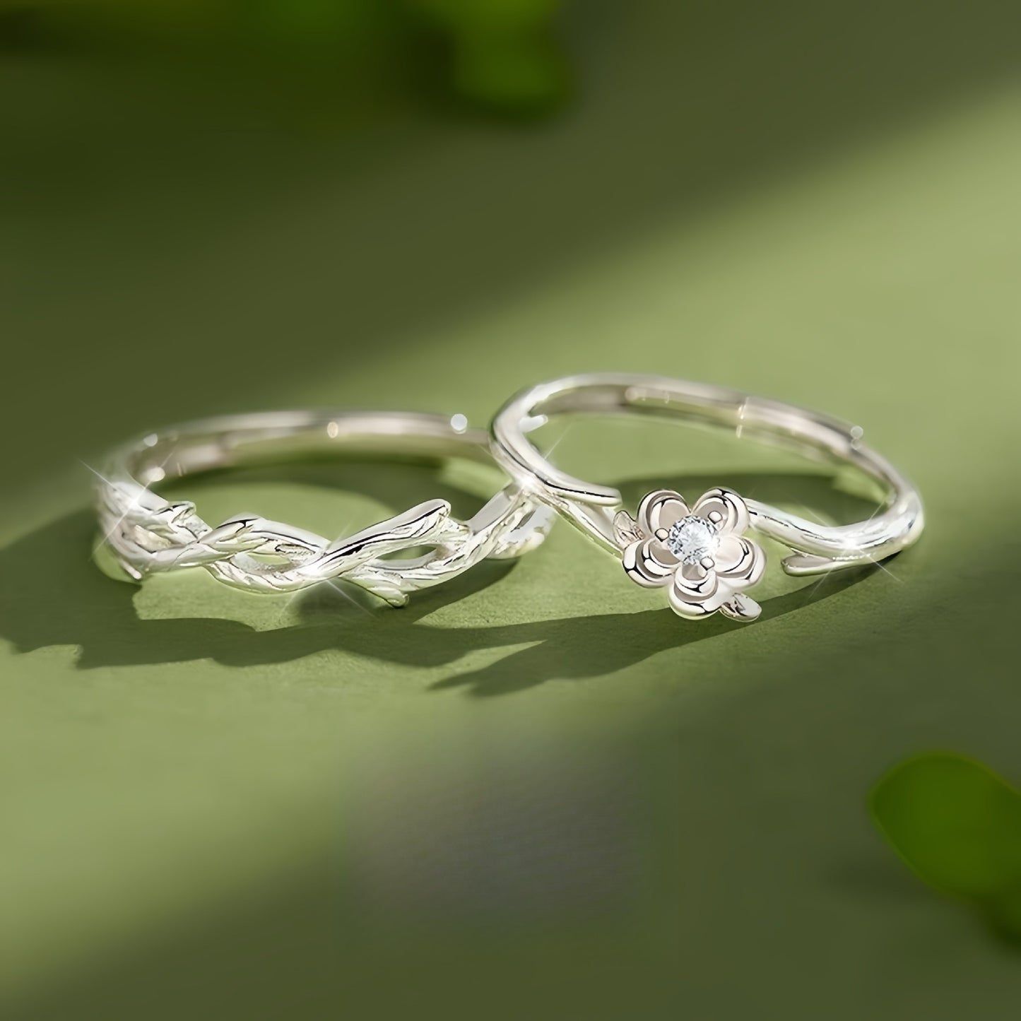 Planderful 925 Sterling Silver Platycodon Flower Light Luxury Couple Ring Adjustable For Women And Men Gift