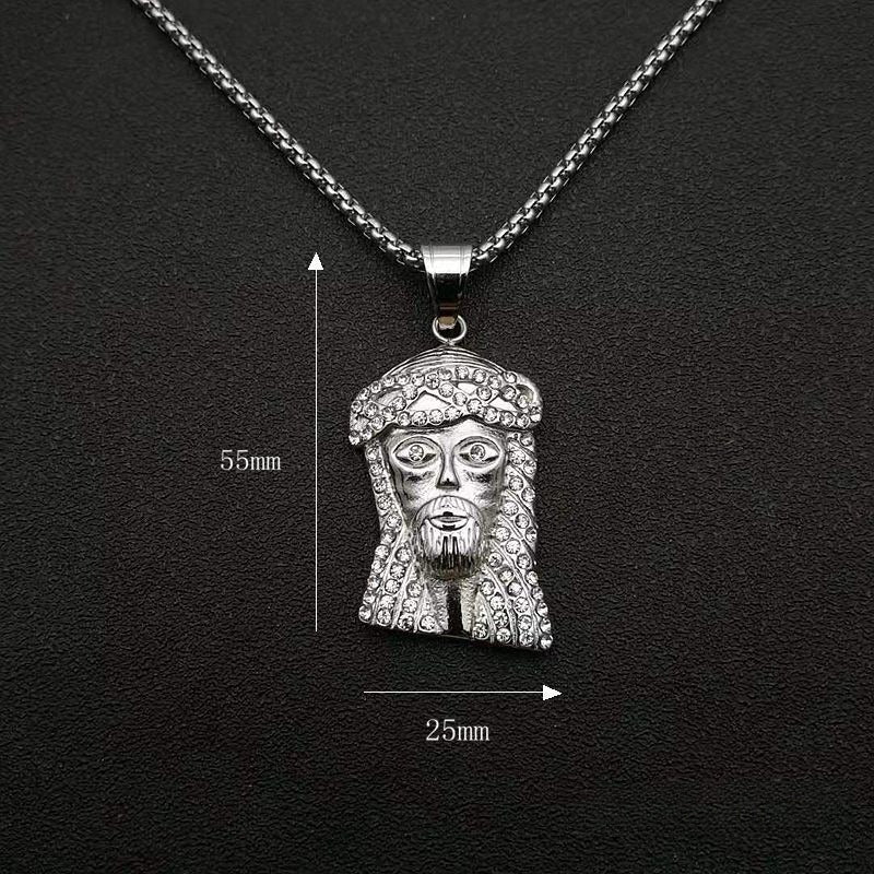 Planderful Hip Hop Pendant Necklace Gold Plated Zircon Portrait Head Premium Statement Jewelry For Hip Hop Fans