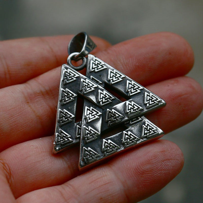 Titanium Steel Viking-Inspired Triangular Pendant Necklace for Men - Nordic Retro Jewelry Wholesale