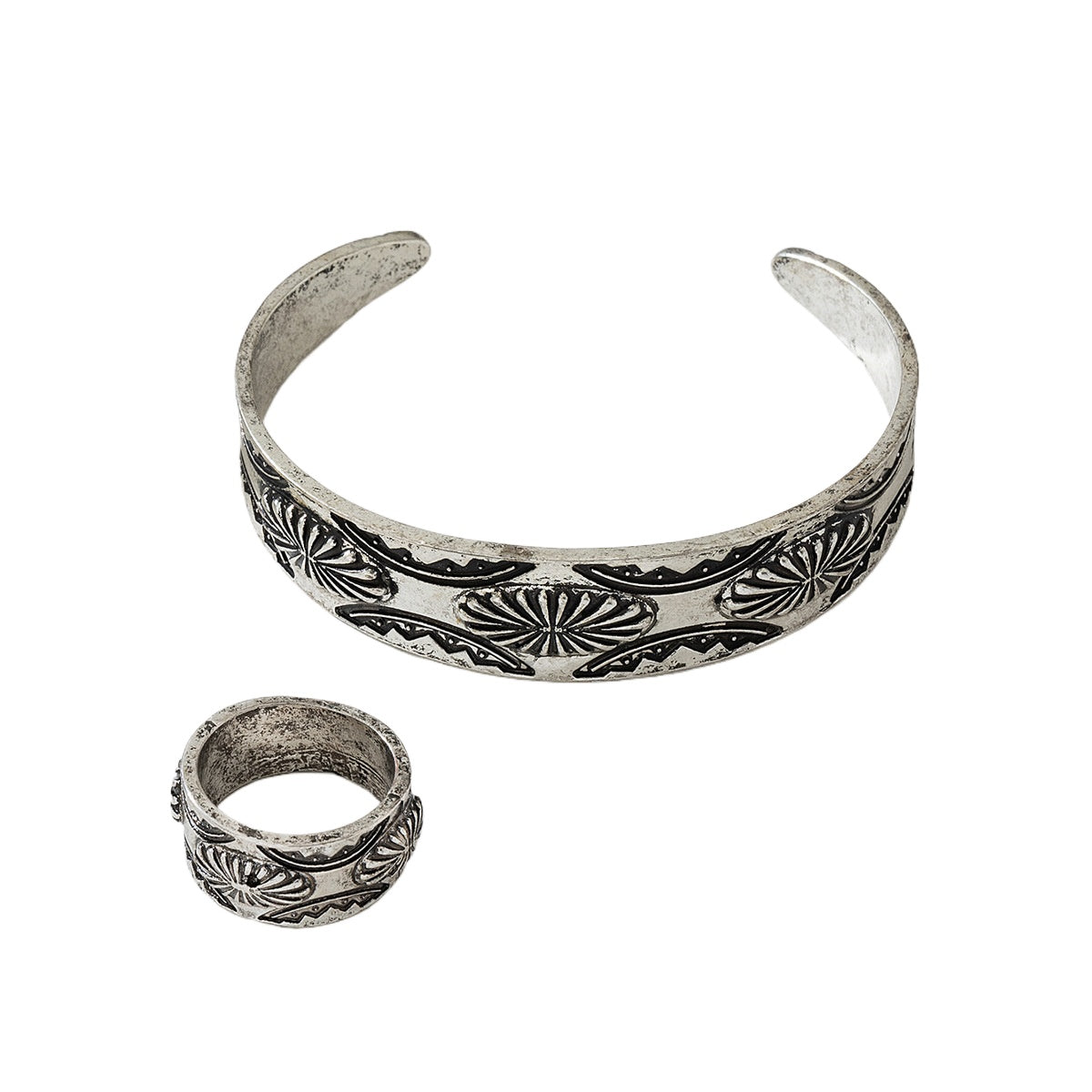 Fashionable Retro Black Lace Lotus Jewelry Set for Women