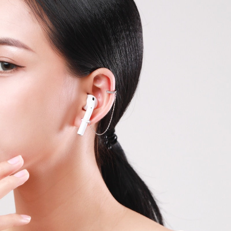 Sterling Silver Earbone Clip with Zircon Accent - Unique Airpod Earring