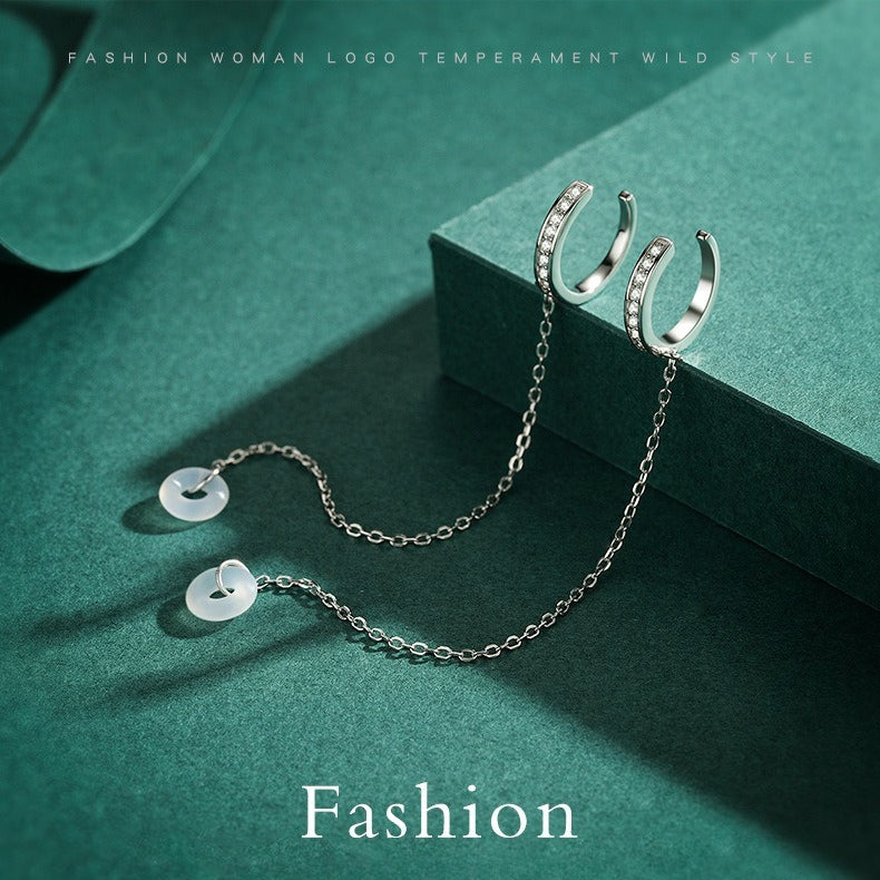 Sterling Silver Earbone Clip with Zircon Accent - Unique Airpod Earring