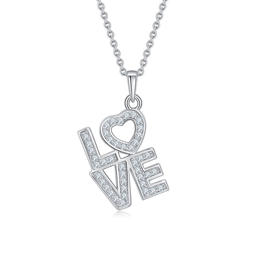 LOVE Letter Moissanite Silver Necklace