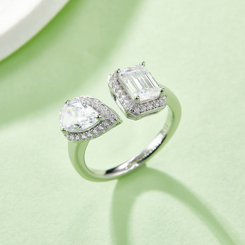 RECTANGLE SHAPE AMMOLITE AND DIAMOND RING – Exotic Gems
