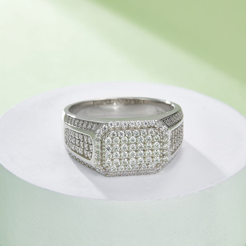 Luxury Rectangle 1.2 Carat Moissanite Silver Ring