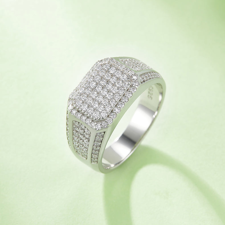 Luxury Rectangle 1.2 Carat Moissanite Silver Ring