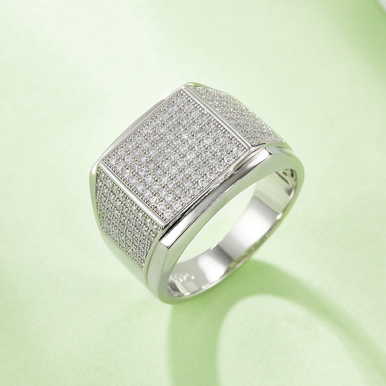 Luxury Square 1.0 Carat Moissanite Silver Ring