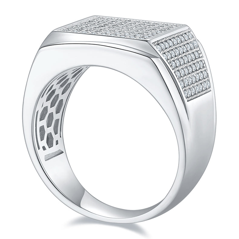 Luxury Square 1.0 Carat Moissanite Silver Ring