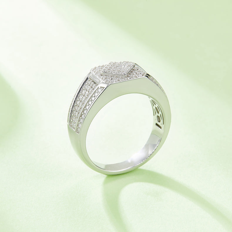 Luxury Rhombus 0.94 Carat Moissanite Silver Ring
