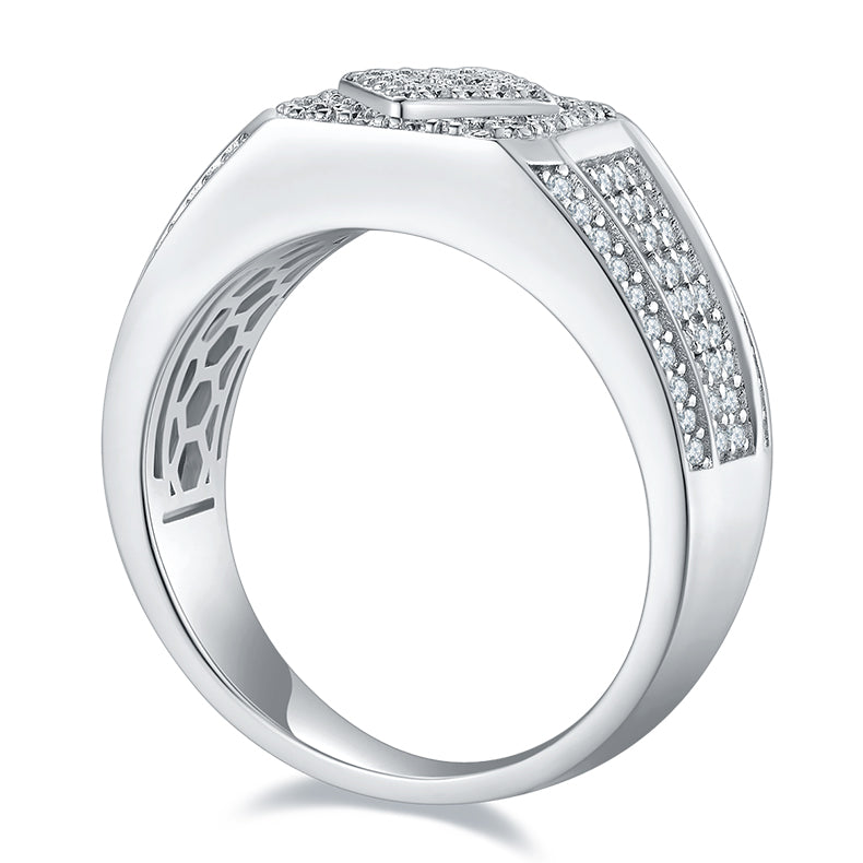 Luxury Rhombus 0.94 Carat Moissanite Silver Ring