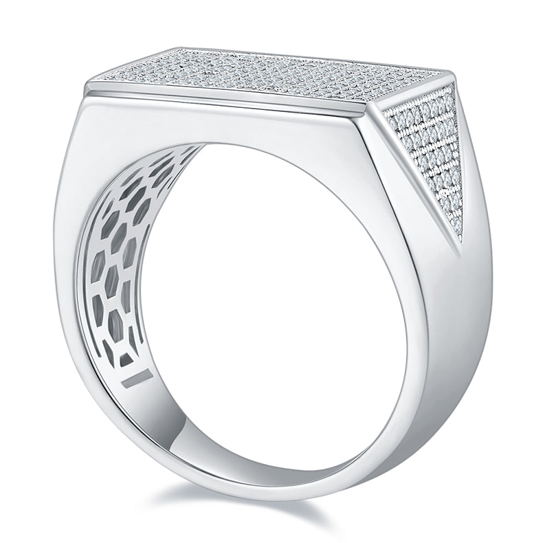 Stylish Rectangle 0.95 Carat Moissanite Silver Ring