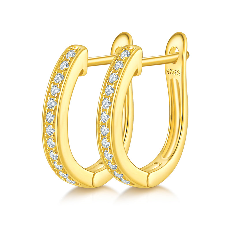 U Shape Single Half Row 0.2 Carat Moissanite Hoop Earrings