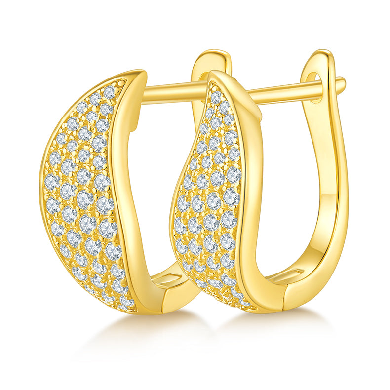 U Shape Half Four Row 0.5 Carat Moissanite Hoop Earrings