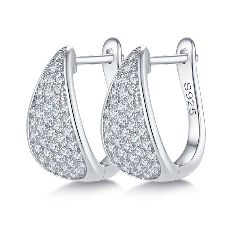 U Shape Half Five Row 0.57 Carat Moissanite Hoop Earrings