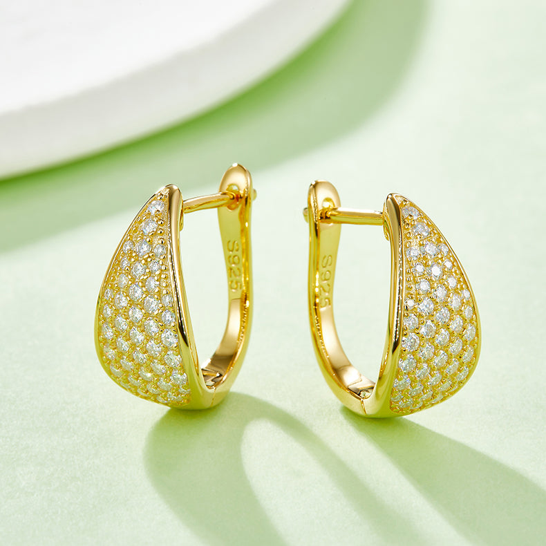 U Shape Half Five Row 0.57 Carat Moissanite Hoop Earrings