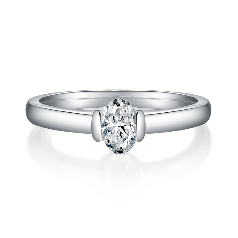 Solitaire 0.5 Carat Oval Cut Moissanite Engagement Ring