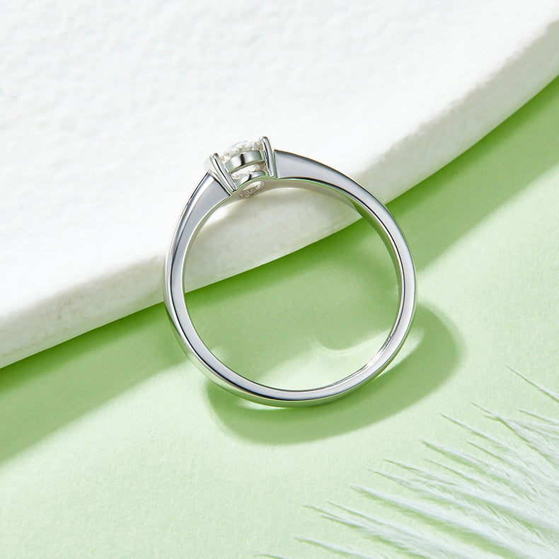 Solitaire 0.5 Carat Oval Cut Moissanite Engagement Ring