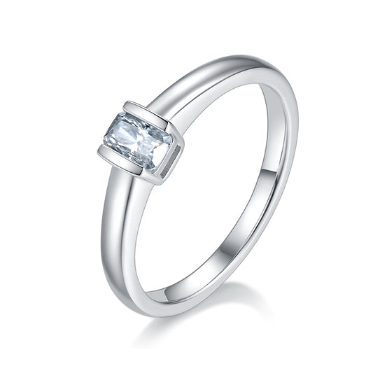 Solitaire 0.5 Carat Rectangle Moissanite Engagement Ring