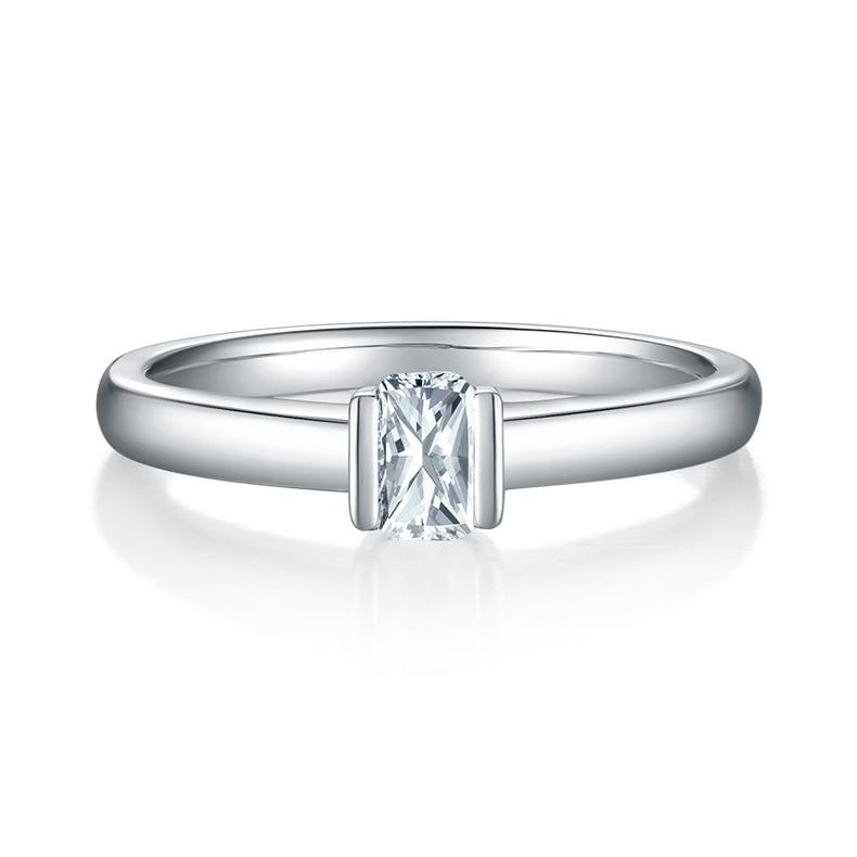 Solitaire 0.5 Carat Rectangle Moissanite Engagement Ring