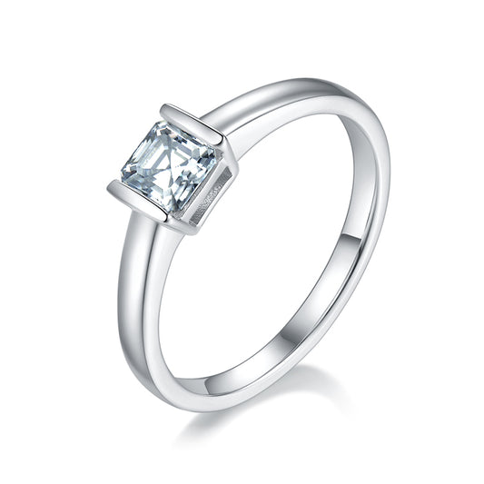 Solitaire 0.5 Carat Princess Cut Moissanite Engagement Ring