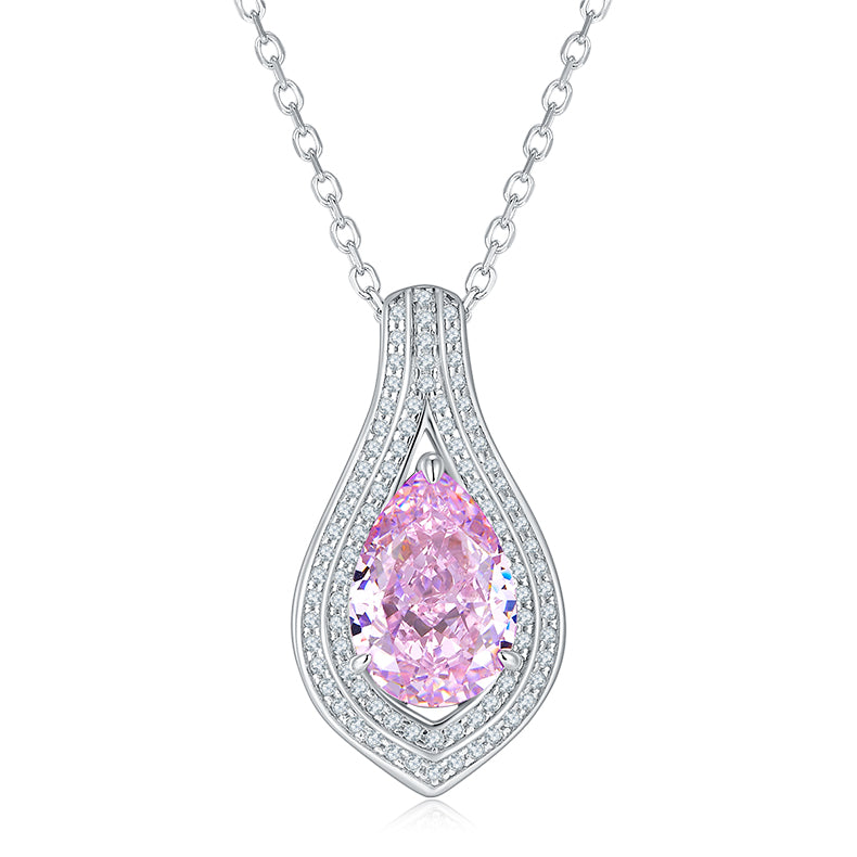 Stylish Halo 9.0 Carat Pear Shape Zircon Necklace