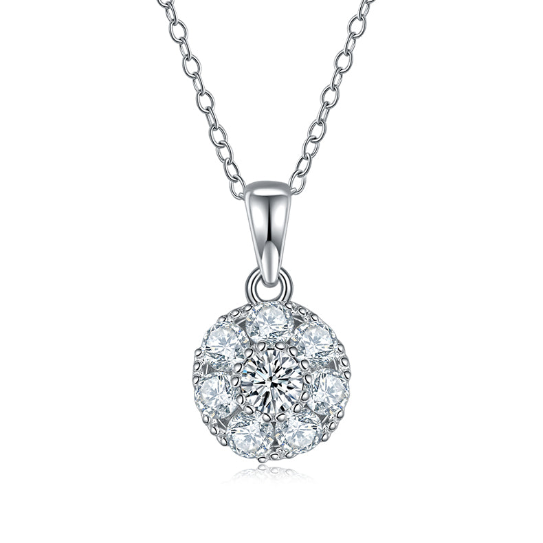 Circular Flower Core Moissanite Necklace