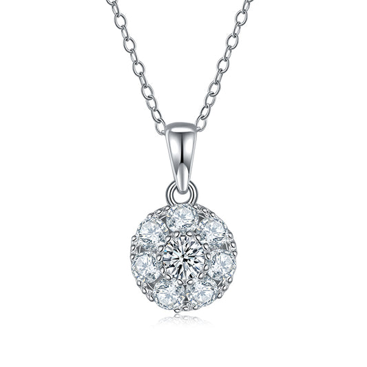 Circular Flower Core Moissanite Necklace
