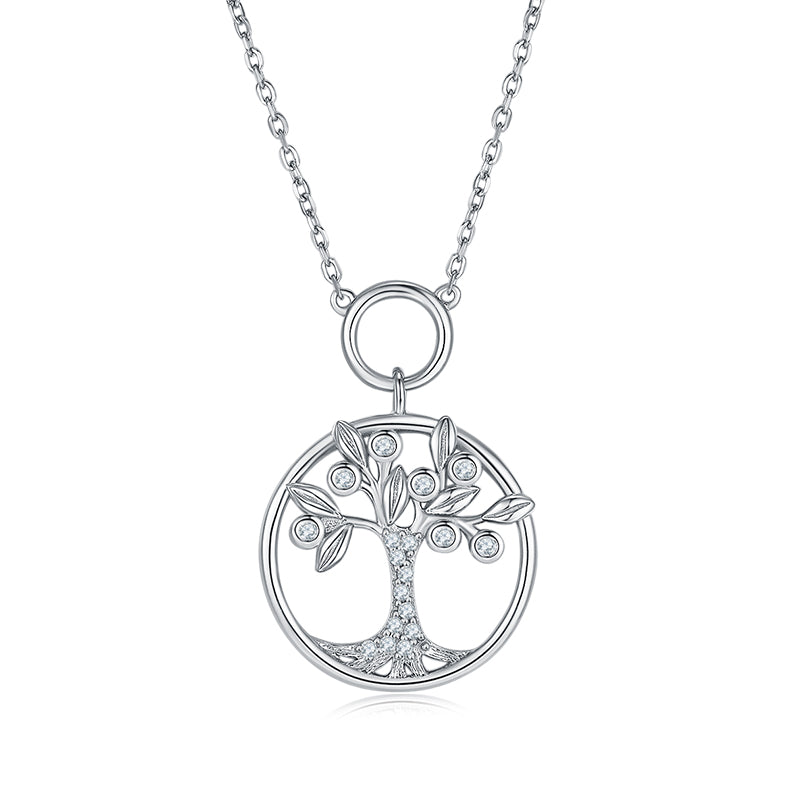 Tree of Life Circular Pendant Moissanite Necklace