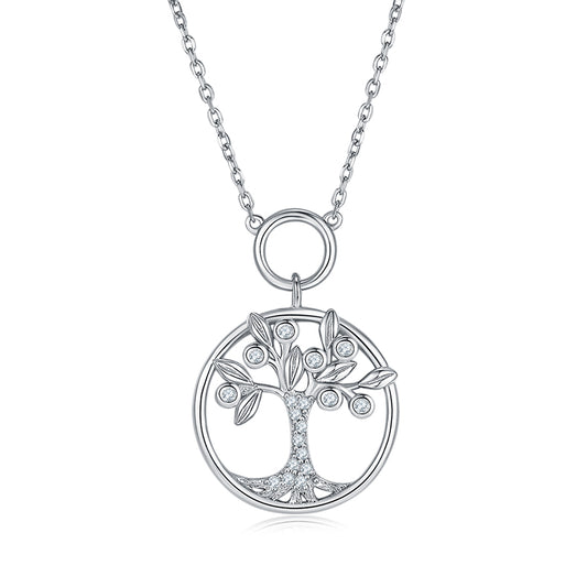 Tree of Life Circular Pendant Moissanite Necklace